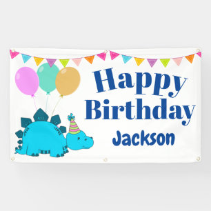 Cute Dinosaur Custom Happy Birthday Banner