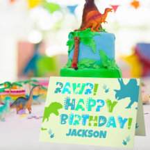 Cute Dinosaur Custom Name and Text Kid's Birthday