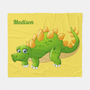 Cute Dinosaur custom name & colour fleece blankets