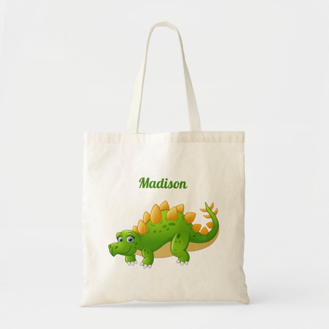 Cute Dinosaur custom name tote bags (Front)