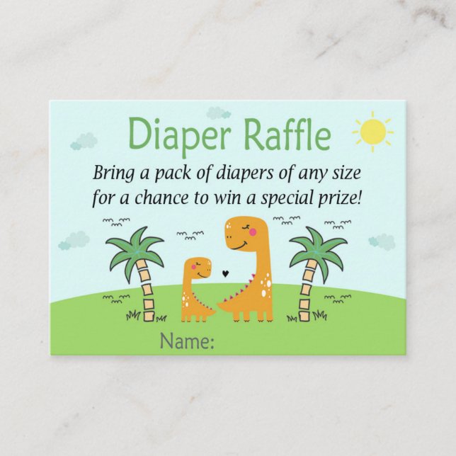 Cute Dinosaur Diaper Raffle Tickets (Front)