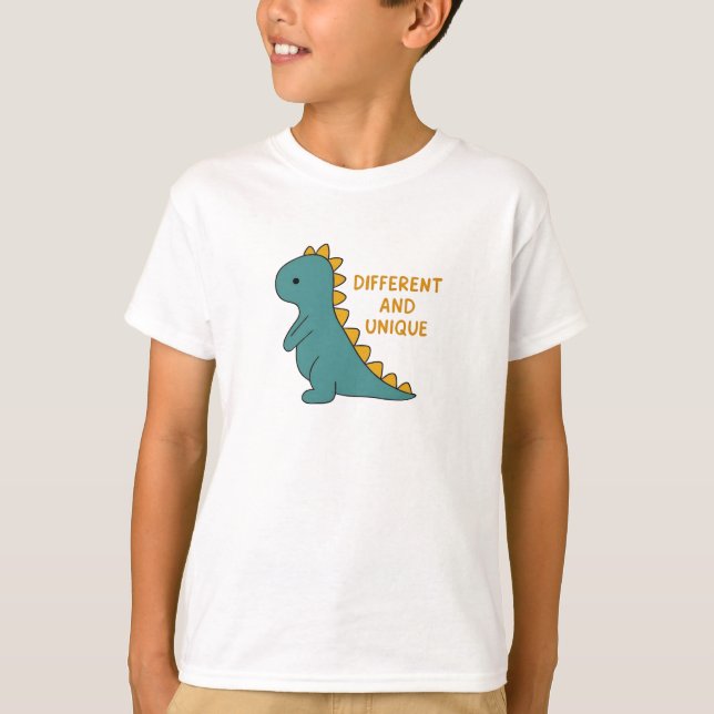Cute Dinosaur Different and Unique Self-Acceptance T-Shirt (Front)