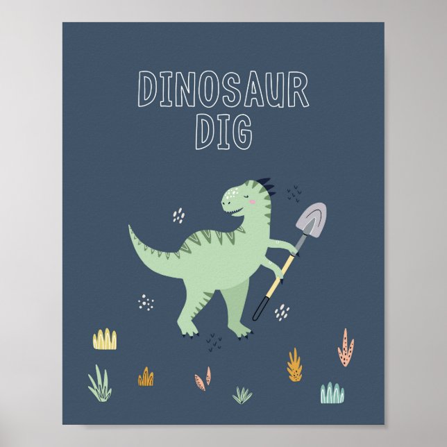 Cute Dinosaur Dig Sign (Front)