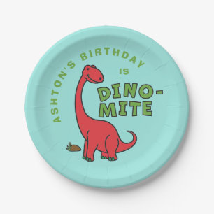 Cute Dinosaur Dino-Mite customised birthday design Paper Plate