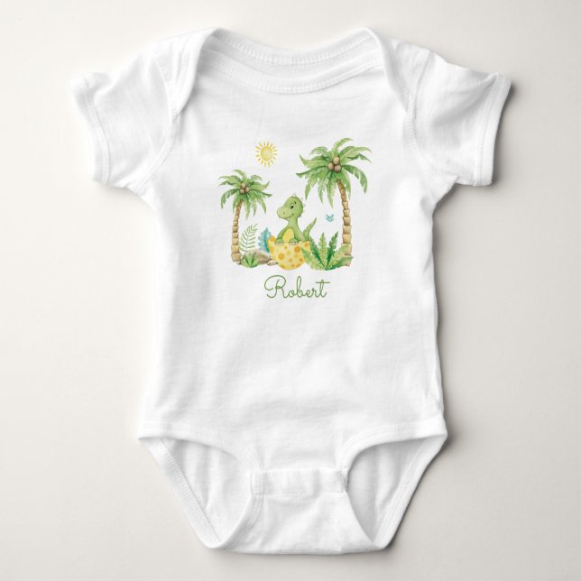 Cute Dinosaur Egg  Baby Bodysuit (Front)