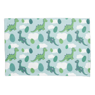 Cute dinosaur eggs, blue green dinos pillowcase