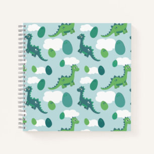 Cute dinosaur eggs cartoon animal fly notebook