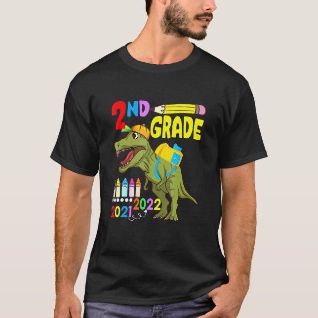 Cute Dinosaur Face Mask 2nd Grade Back To School 2 T-Shirt (Front)