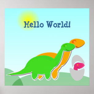 Cute Dinosaur Family little Pink Dino Egg Poster