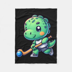 Cute Dinosaur Field Hockey Team Player Fleece Blanket