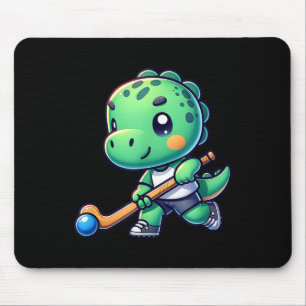 Cute Dinosaur Field Hockey Team Player Mouse Pad