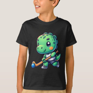 Cute Dinosaur Field Hockey Team Player  T-Shirt