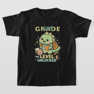 Cute Dinosaur Fifth Grade Level Unlocked 5th kids T-Shirt