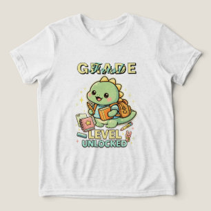 Cute Dinosaur First Grade Level Unlocked 1st kids Tri-Blend Shirt