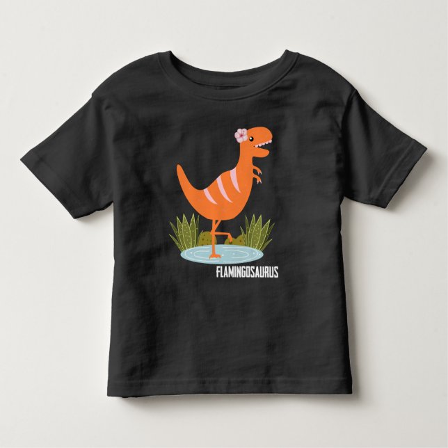 Cute Dinosaur Flamingo Reptiles Zoo Animal Lover Toddler T-Shirt (Front)