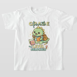 Cute Dinosaur Fourth Grade Level Unlocked 4th kids T-Shirt