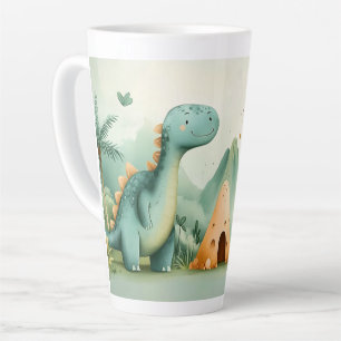 Cute Dinosaur Friends in a Prehistoric Paradise Latte Mug