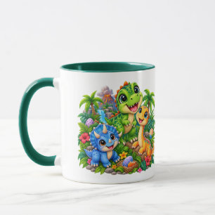 Cute Dinosaur Friends T Rex Triceratops Mug