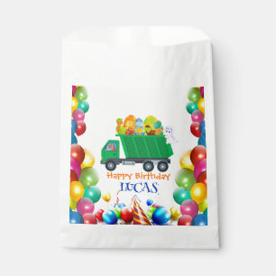 Cute Dinosaur garbage truck balloon birthday boy  Favour Bags