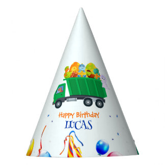 Cute Dinosaur garbage truck balloon birthday boy  Party Hat