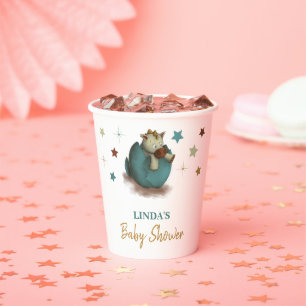 Cute Dinosaur Gender Neutral Baby Shower Paper Cups