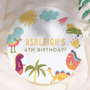 Cute Dinosaur Gender-Neutral Birthday Party Paper Plate