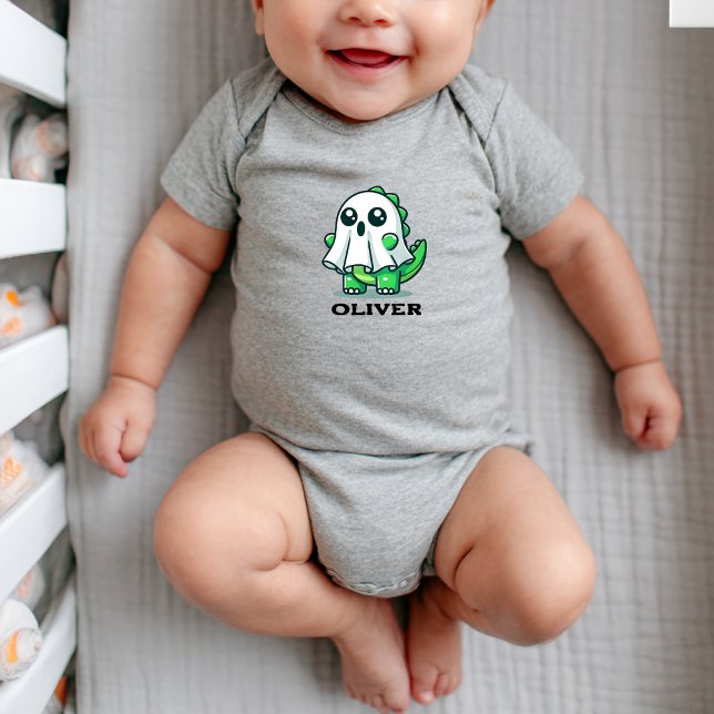 Cute Dinosaur Ghost Halloween Baby Boy Bodysuit (Creator Uploaded)