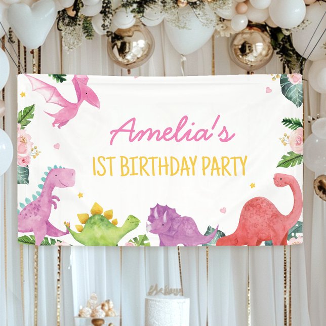 Cute Dinosaur Girl Birthday Banner (Creator Uploaded)