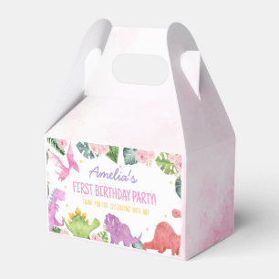 Cute Dinosaur Girl Birthday Favor Box