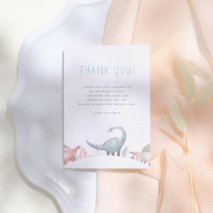 Cute Dinosaur Girl Birthday Party Thank You Card