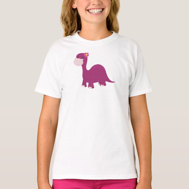 Cute Dinosaur, Girl Dinosaur, Pink Dinosaur, Dino T-Shirt (Front)