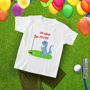 Cute Dinosaur Golf Themed Kids Birthday T-Shirt