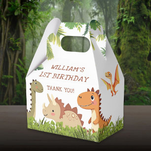 Cute Dinosaur Greenery Birthday Party Favour Box