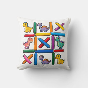 Cute Dinosaur Grid Design with Nine Colourful Dino Cushion