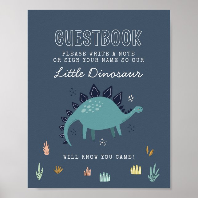 Cute Dinosaur Guestbook Sign (Front)