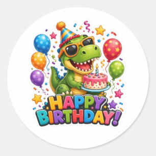 Cute Dinosaur Happy Birthday Party Sticker