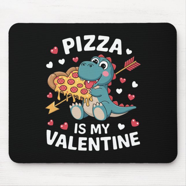 Cute Dinosaur Holding Pizza For A Fun Valentine's  Mouse Pad (Front)