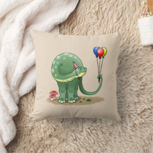Cute Dinosaur Holding the Balloons Cushion