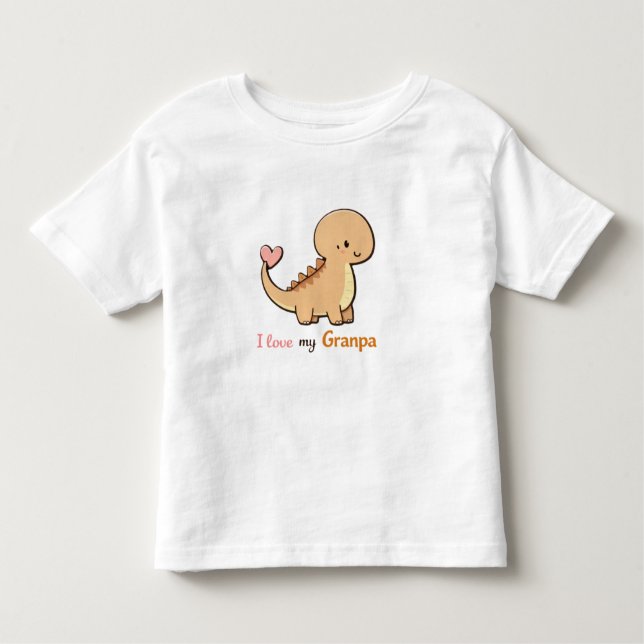 Cute Dinosaur I Love My Granpa Toddler Shirt | Gra (Front)