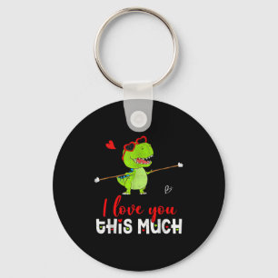 Cute Dinosaur I Love You This Much Valentines Day Key Ring