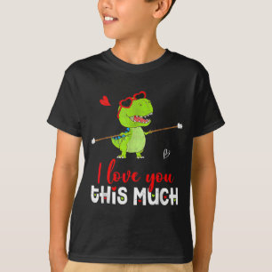 Cute Dinosaur I Love You This Much Valentines Day  T-Shirt