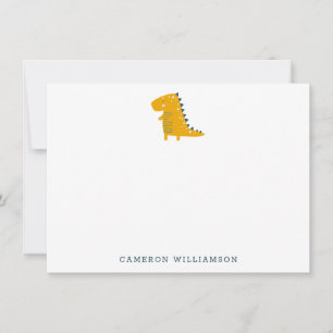 Cute Dinosaur in Yellow Personalised Stationery Thank You Card