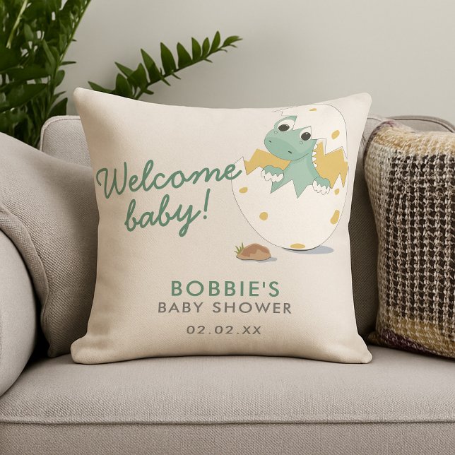 Cute Dinosaur Inspired Welcome Baby Shower Party Cushion (Creator Uploaded)
