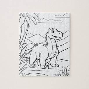 Cute Dinosaur Jungle Animal Coloring Puzzle