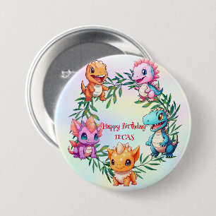 Cute dinosaur jungle School kid birthday party boy 7.5 Cm Round Badge