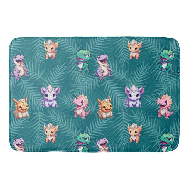 Cute dinosaur jungle School kids Birthday party  Bath Mat (Front)