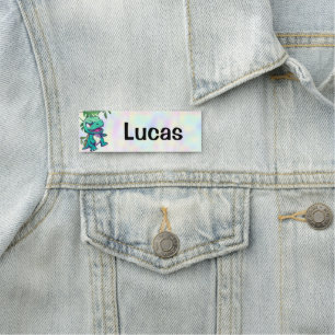 Cute dinosaur jungle School kids Birthday party bo Name Tag