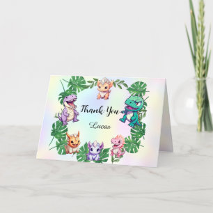 Cute dinosaur jungle School kids Birthday party bo Thank You Card