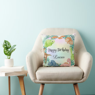 Cute dinosaur jungle School kids Birthday party Cushion