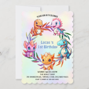 Cute dinosaur jungle School kids birthday party Invitation